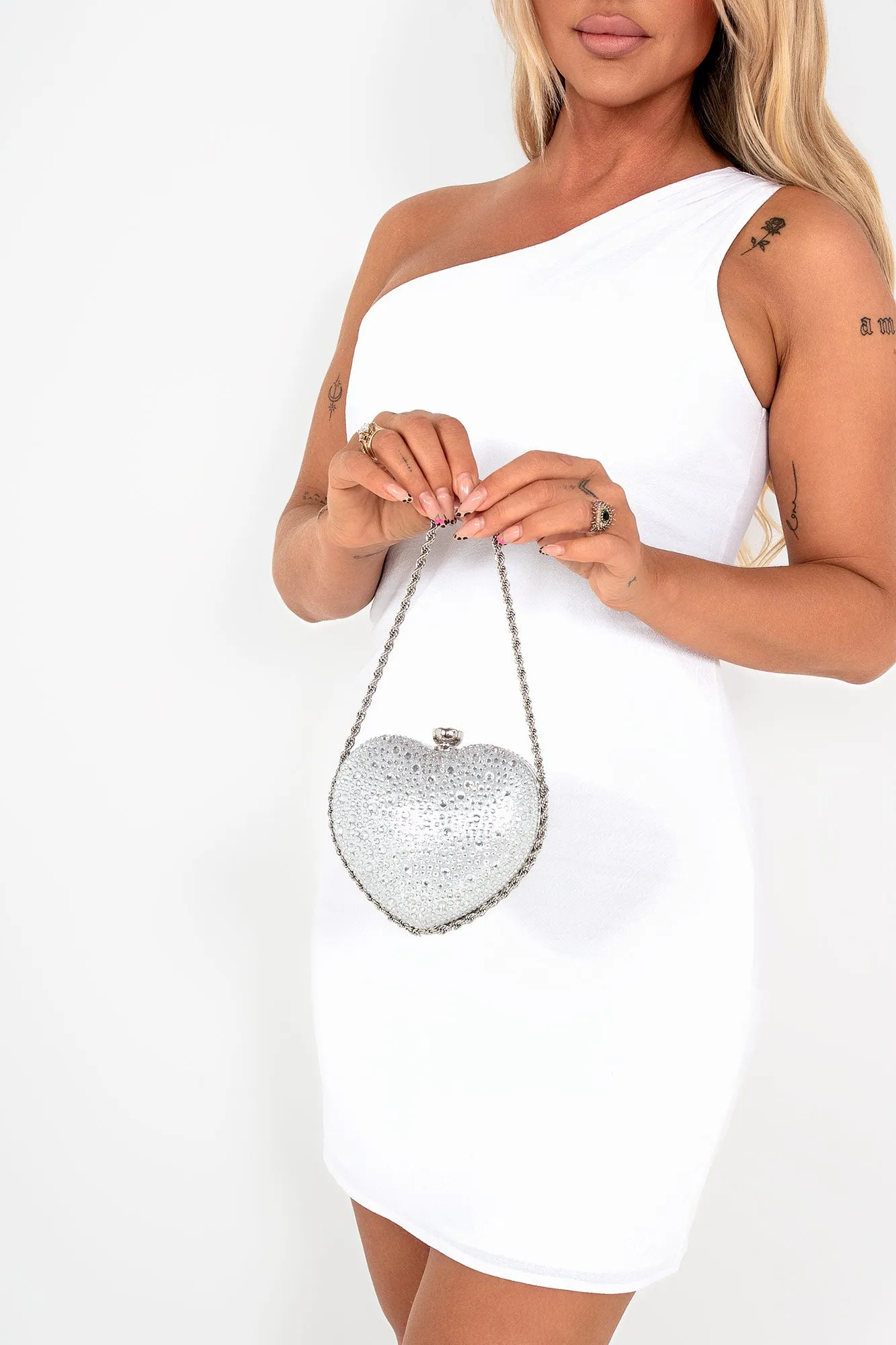 Ellerie Silver Diamante Heart Bag sold by Va Va Voom product image thumbnail 3