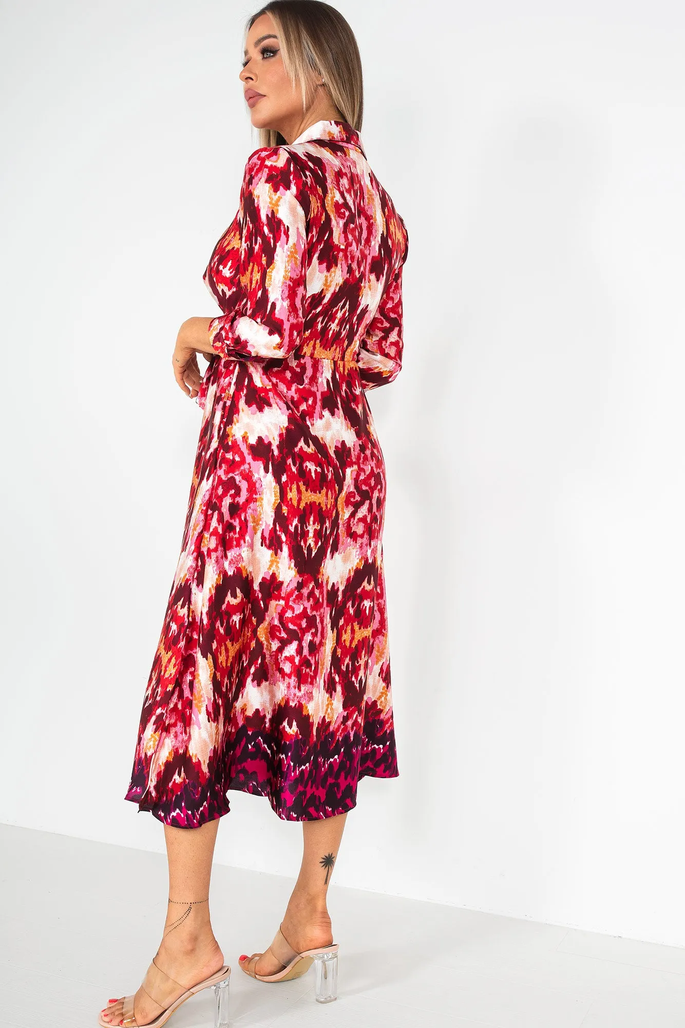 Girl In Mind Isabella Red Satin Print Dress sold by Va Va Voom product image thumbnail 2