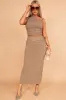 Cole Taupe Ruched Maxi Skirt sold by Va Va Voom