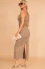 Cole Taupe Ruched Maxi Skirt sold by Va Va Voom
