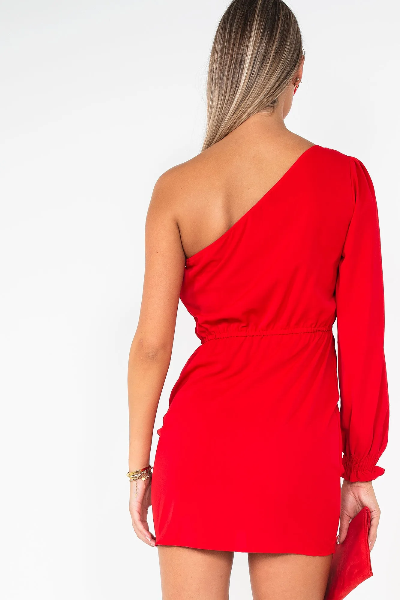 AX Paris Destiny Red One Shoulder Dress sold by Va Va Voom product image thumbnail 2