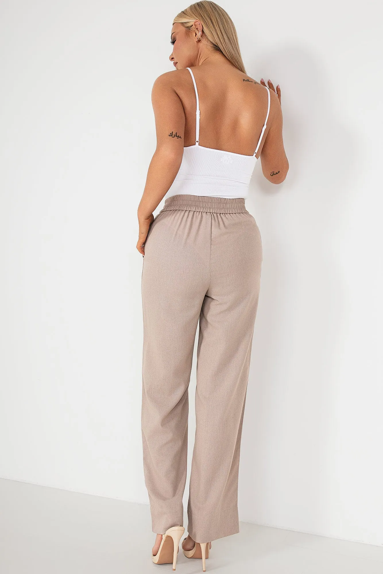 Fern Taupe Linen Trousers sold by Va Va Voom product image thumbnail 3