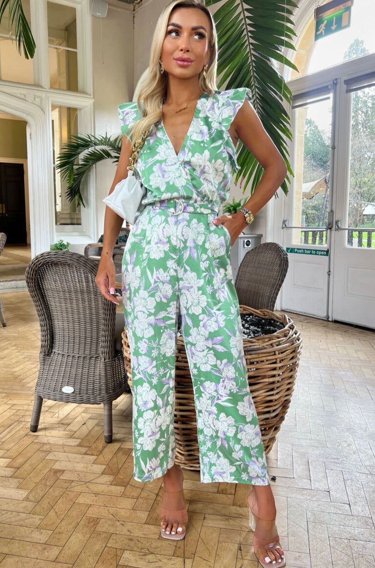 AX Paris Iliana Green Floral Jumpsuit sold by Va Va Voom product image thumbnail 2