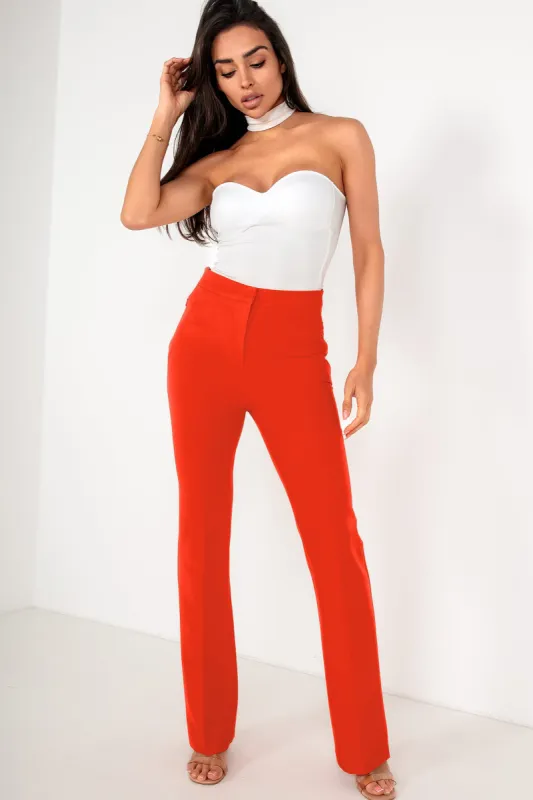 Taima Orange Straight Leg Trousers sold by Va Va Voom