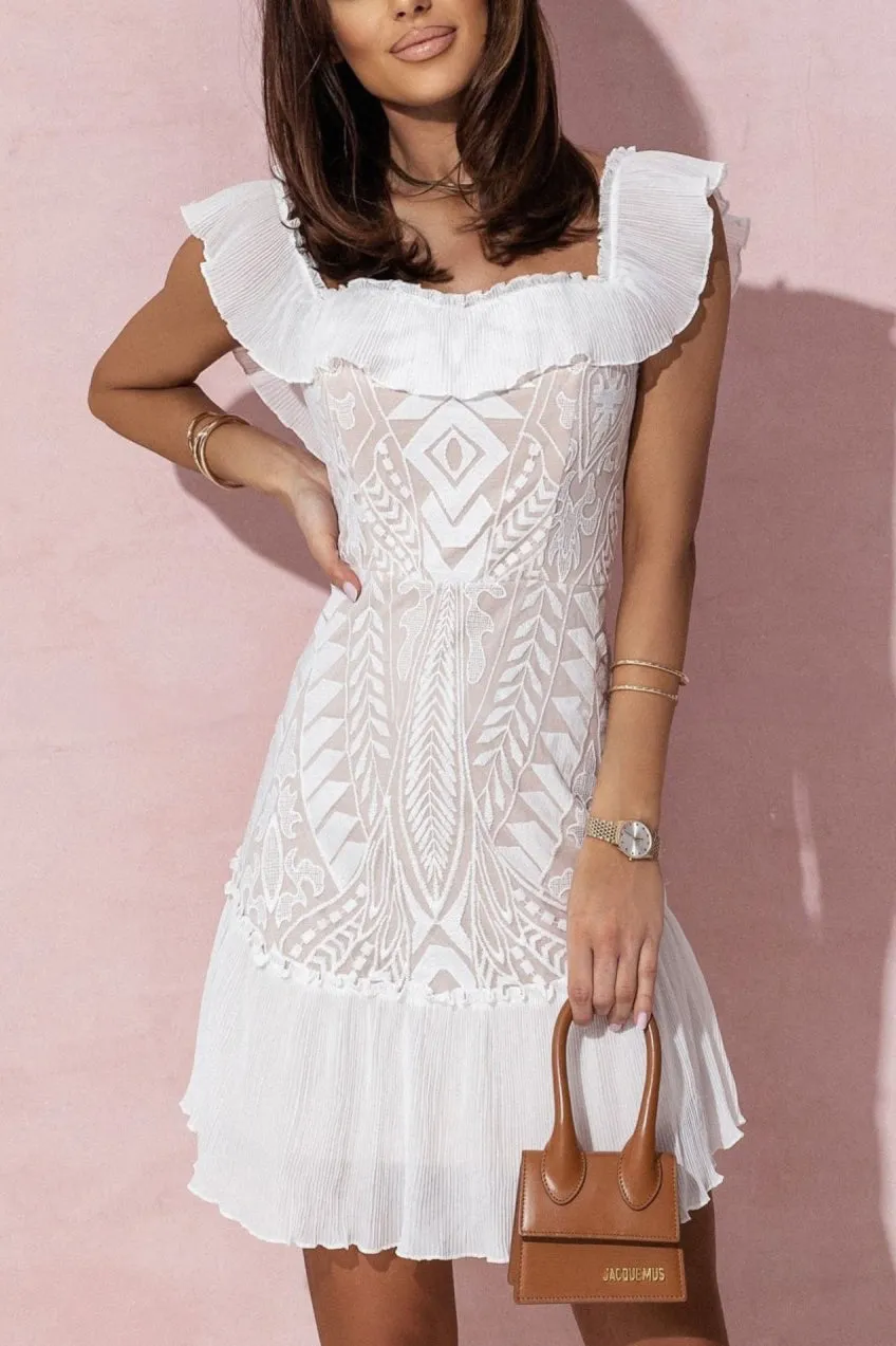 Belen White Print Dress sold by Va Va Voom product image thumbnail 3