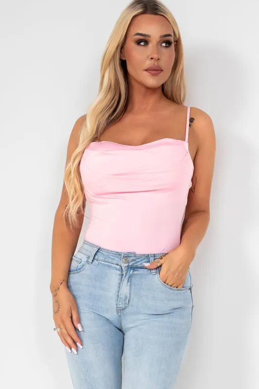 Orella Pink Cami Bodysuit sold by Va Va Voom