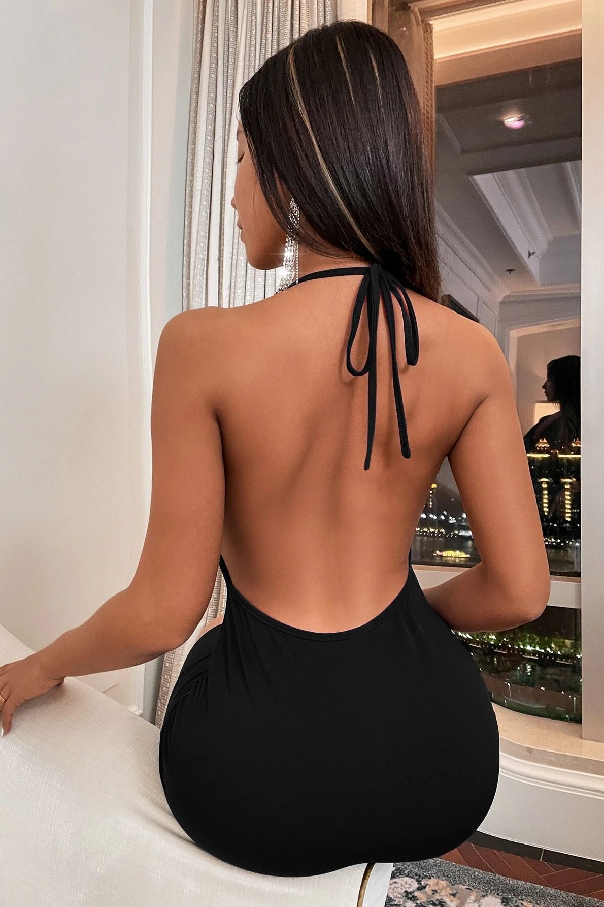 Rayna Black Slinky Cowl Neck Dress sold by Va Va Voom product image thumbnail 3