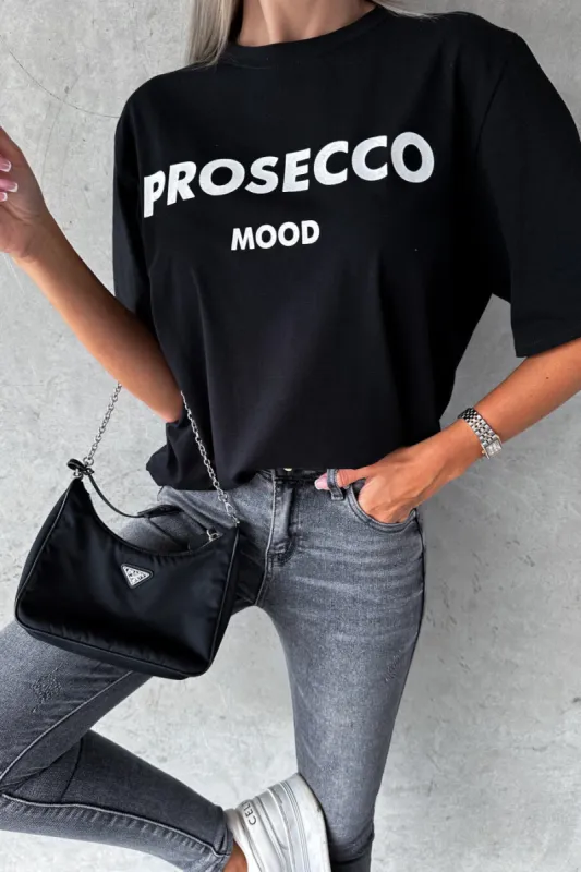 Kylan Black 'Prosecco Mood' T-Shirt sold by Va Va Voom