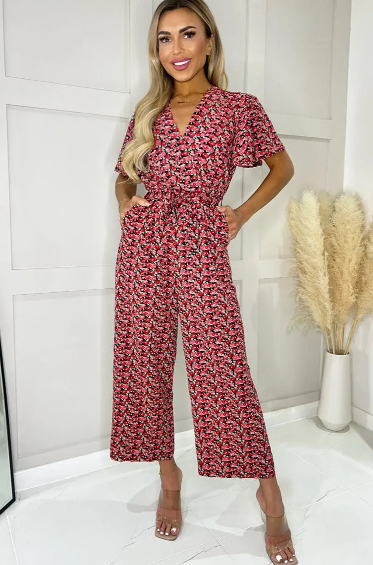 AX Paris Alina Red Floral Jumpsuit sold by Va Va Voom product image thumbnail 3