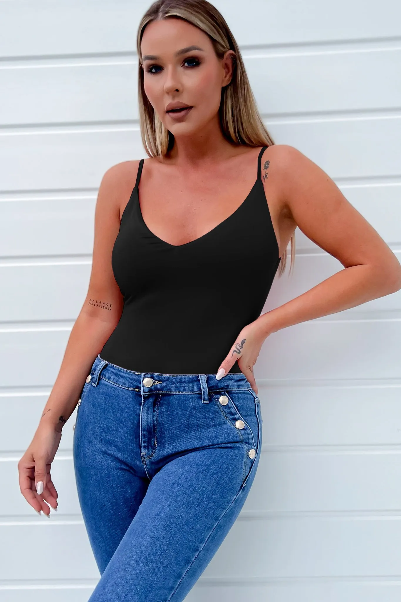 Rebecca Black V Neck Bodysuit sold by Va Va Voom