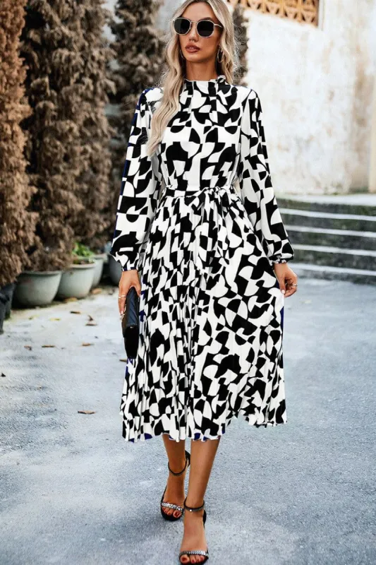 Katherine Monochrome Printed Midi Dress sold by Va Va Voom