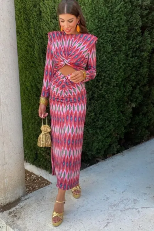 Imara Pink Print Cut Out Dress sold by Va Va Voom