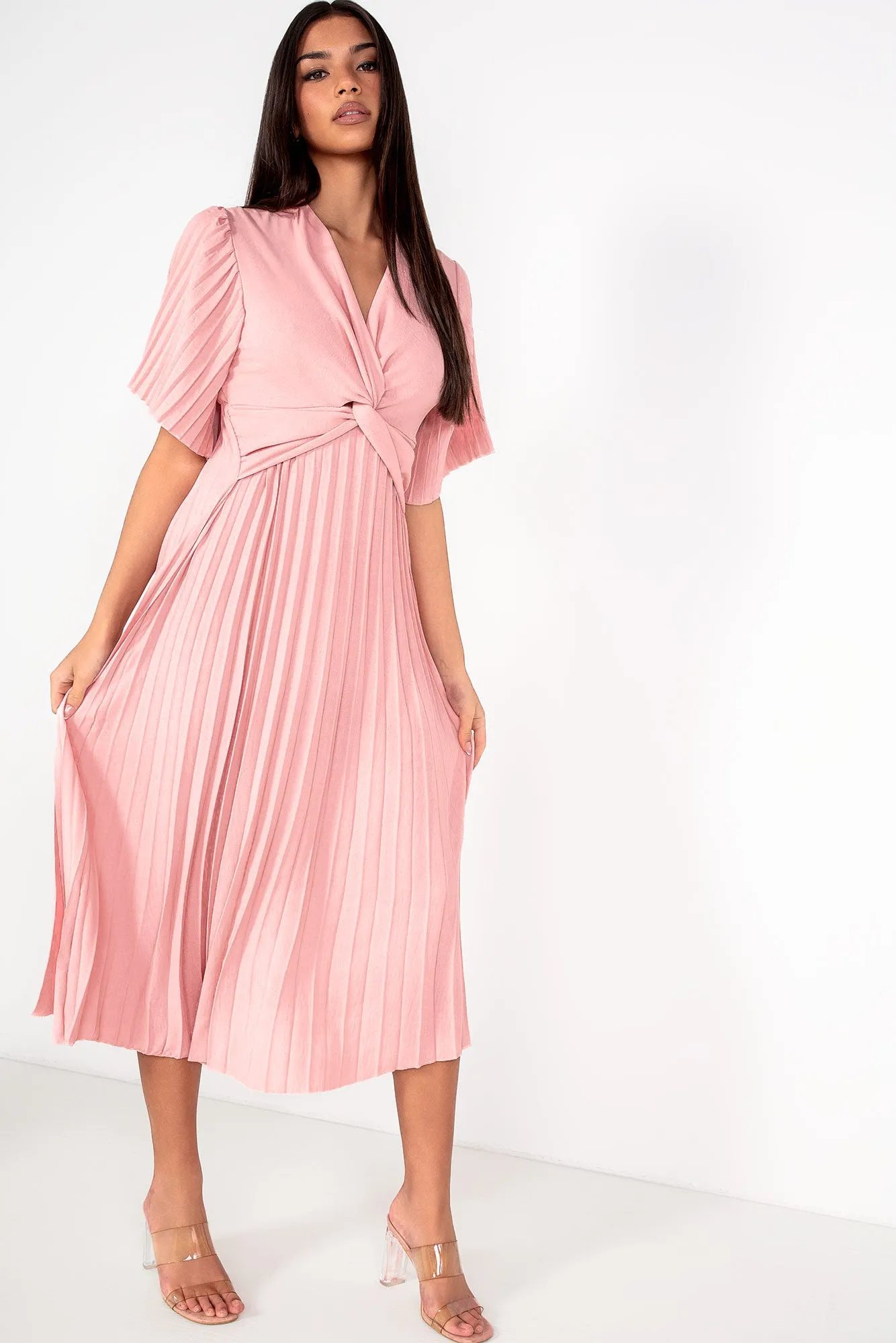 Vayda Peach Pleated Midi Dress sold by Va Va Voom product image thumbnail 3