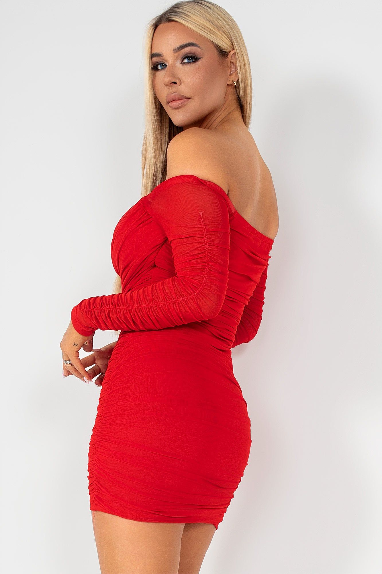 Priella Red Mesh Dress sold by Va Va Voom product image thumbnail 2