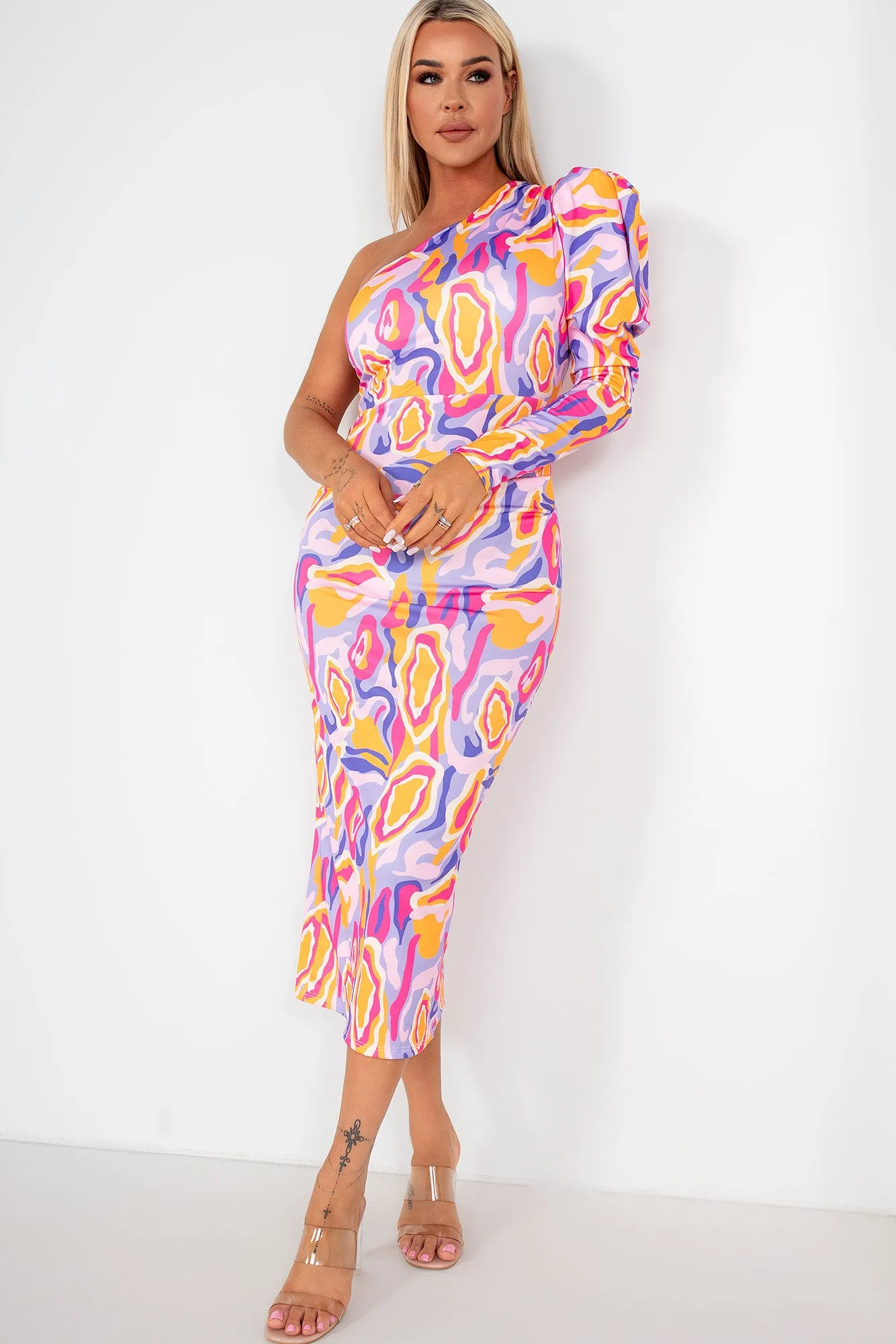 Oretta Lilac Print Dress sold by Va Va Voom