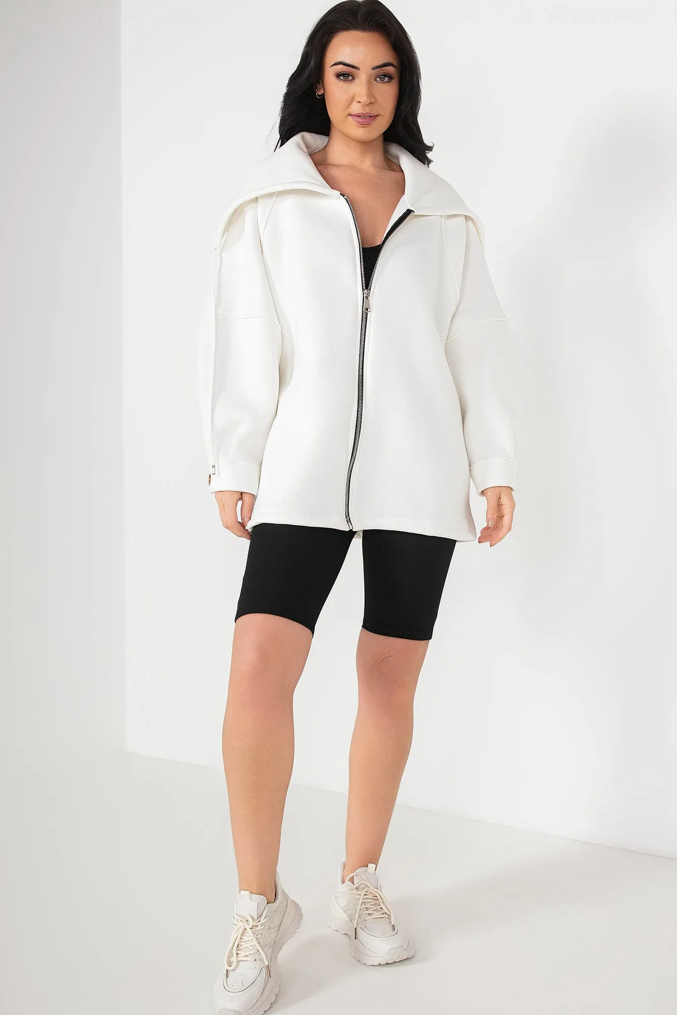 Gracia White Zip Up Jacket sold by Va Va Voom product image thumbnail 5