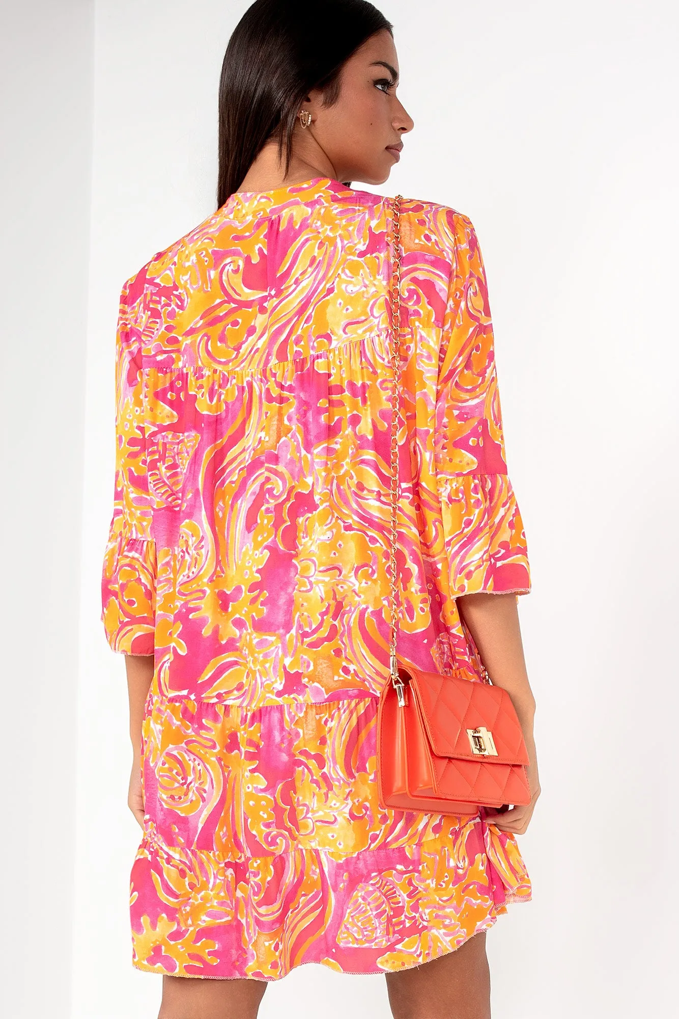 Tatiana Orange Print Smock Dress sold by Va Va Voom product image thumbnail 3