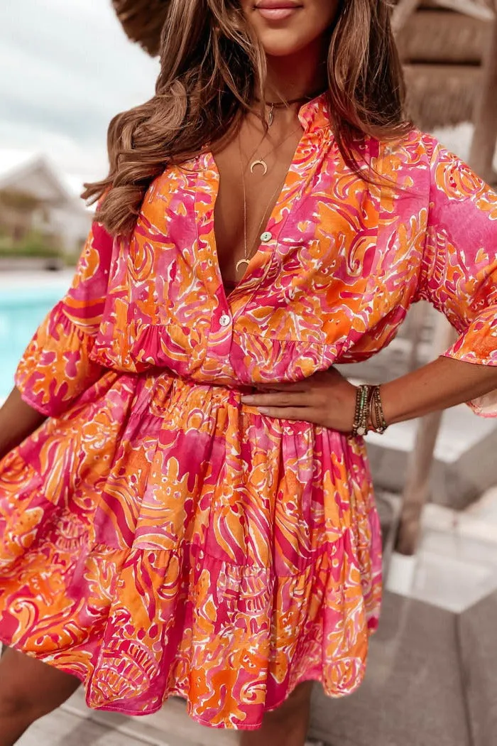 Tatiana Orange Print Smock Dress sold by Va Va Voom