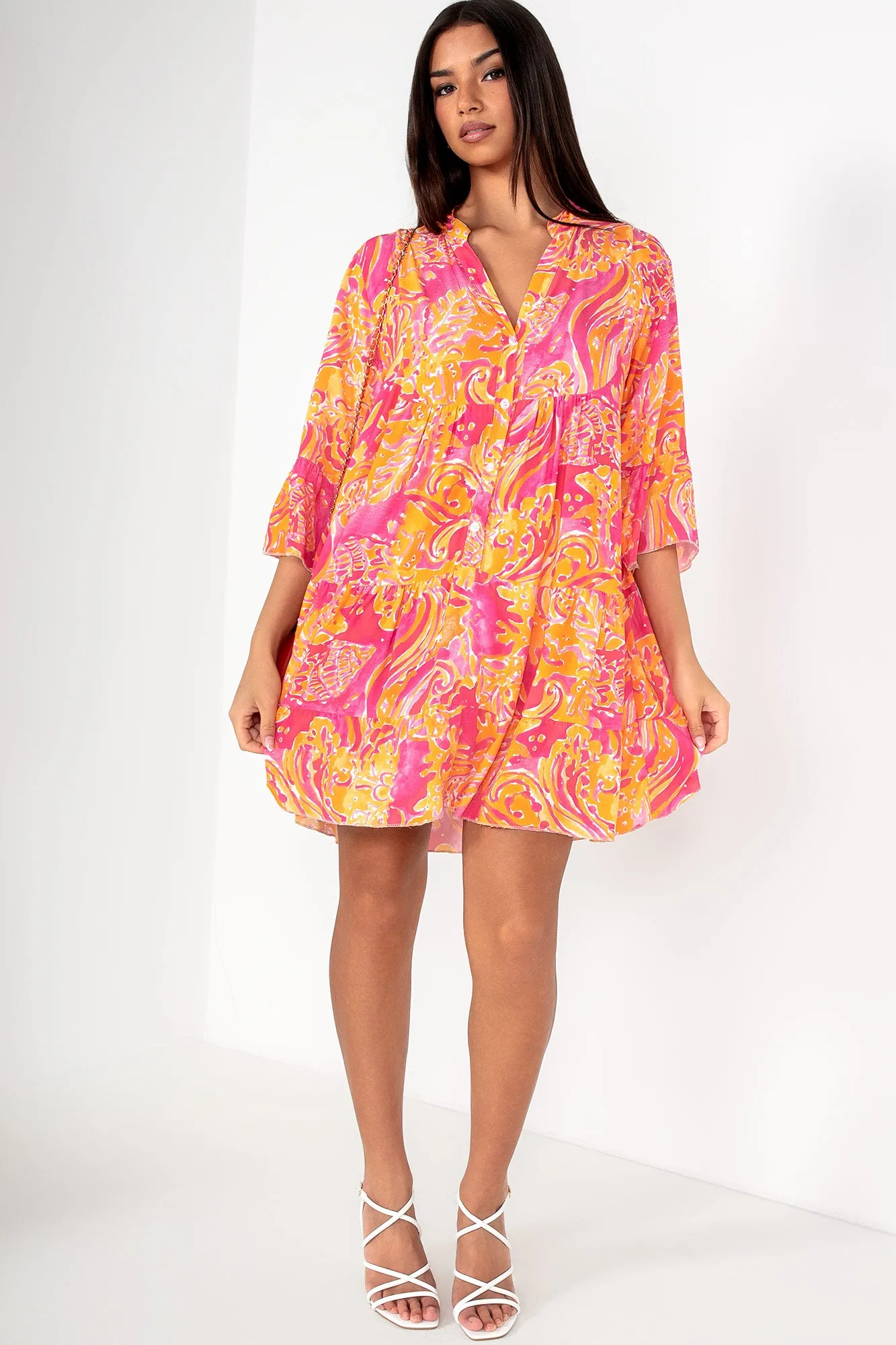 Tatiana Orange Print Smock Dress sold by Va Va Voom product image thumbnail 5