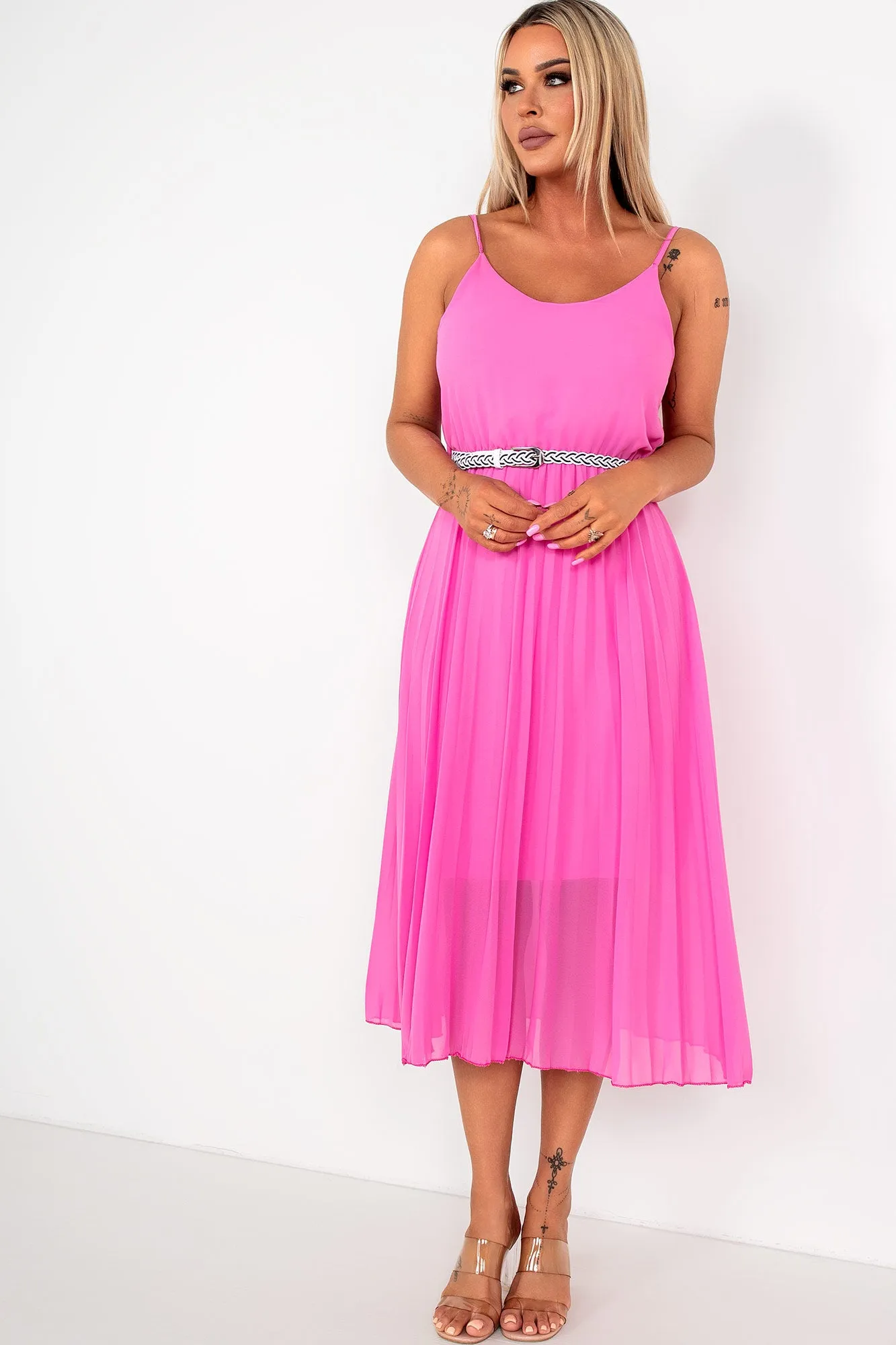Keeley Pink Chiffon Pleated Dress sold by Va Va Voom product image thumbnail 3