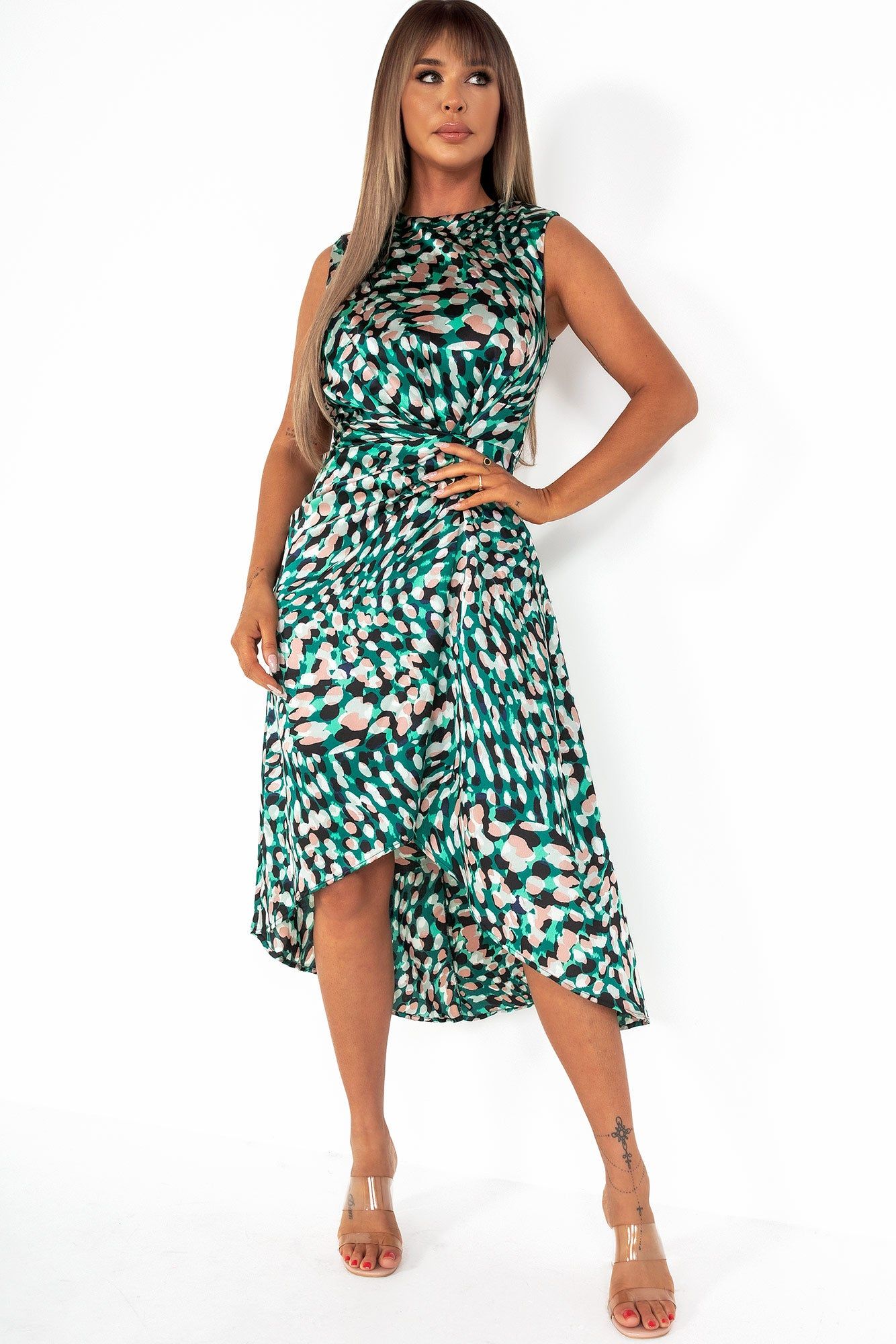AX Paris Hattie Green Printed Midi Dress sold by Va Va Voom product image thumbnail 4