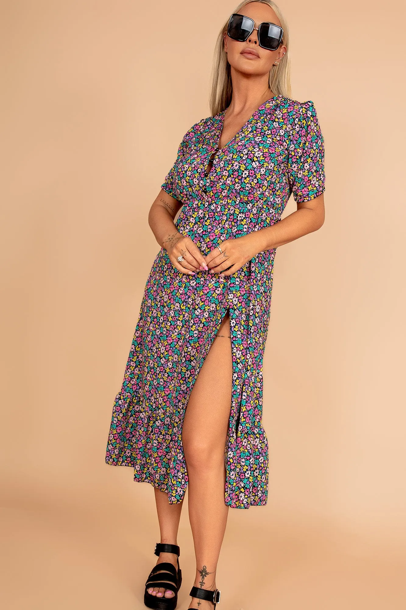 Harmoni Multi Floral Midi Dress sold by Va Va Voom product image thumbnail 3
