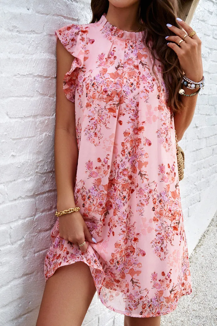 Mariah Pink Floral Chiffon Dress sold by Va Va Voom
