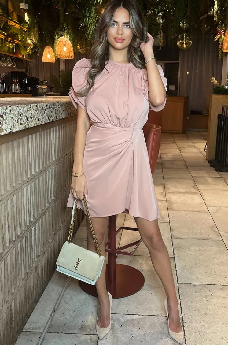 AX Paris Olida Blush Puff Sleeve Dress sold by Va Va Voom product image thumbnail 4