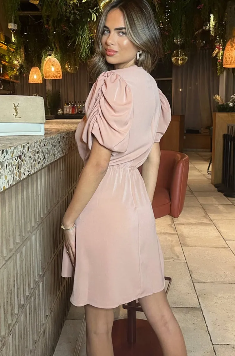 AX Paris Olida Blush Puff Sleeve Dress sold by Va Va Voom product image thumbnail 2