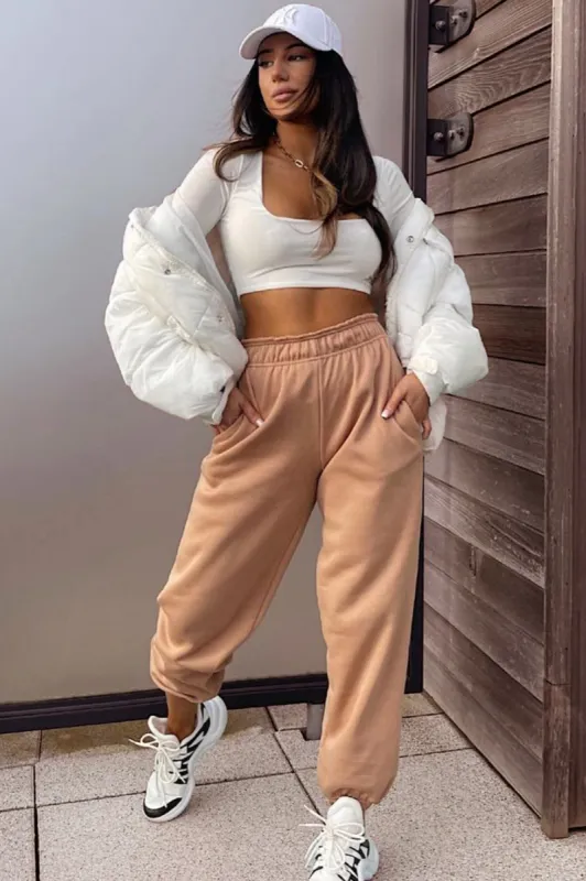 Olivia Camel Oversized Joggers sold by Va Va Voom