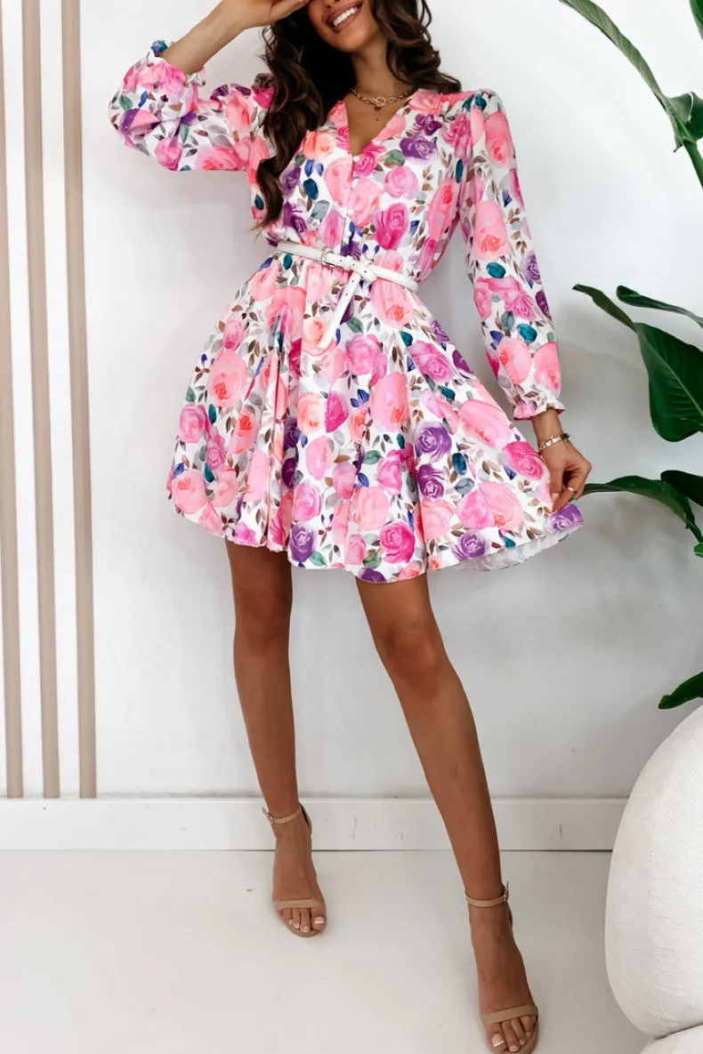 Arlene Pink Rose Print Dress sold by Va Va Voom product image thumbnail 3