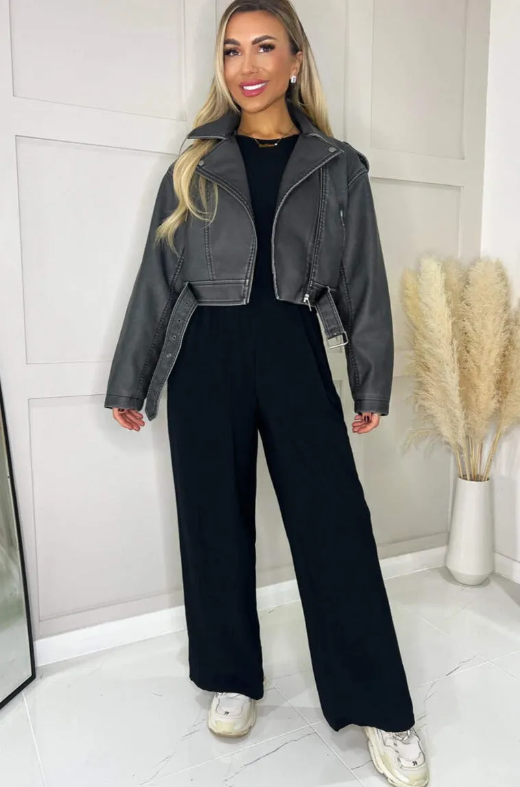 AX Paris Angie Black Faux Leather Jacket sold by Va Va Voom product image thumbnail 5