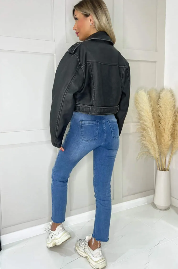 AX Paris Angie Black Faux Leather Jacket sold by Va Va Voom product image thumbnail 2