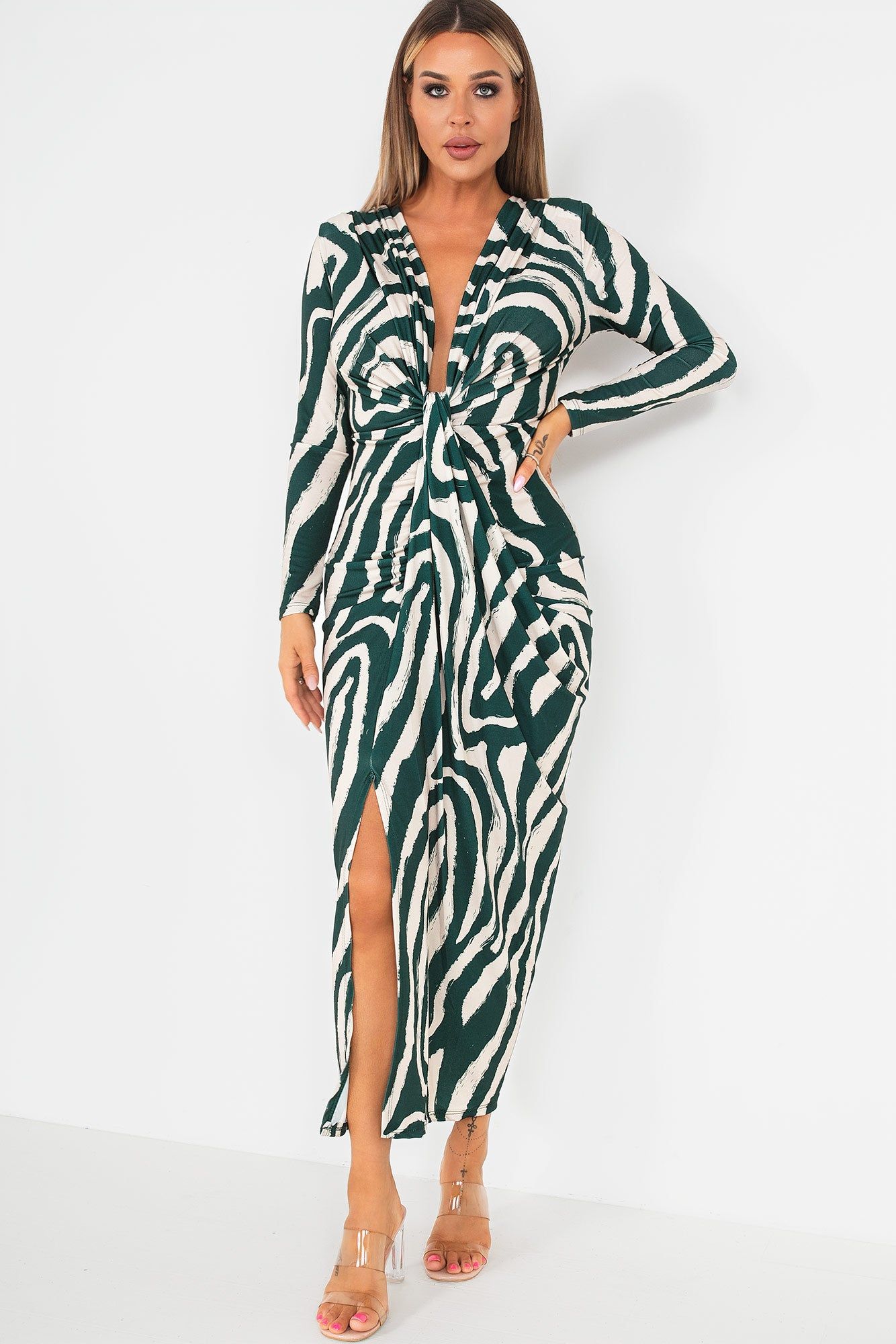 Ida Green Zebra Print Dress sold by Va Va Voom product image thumbnail 4