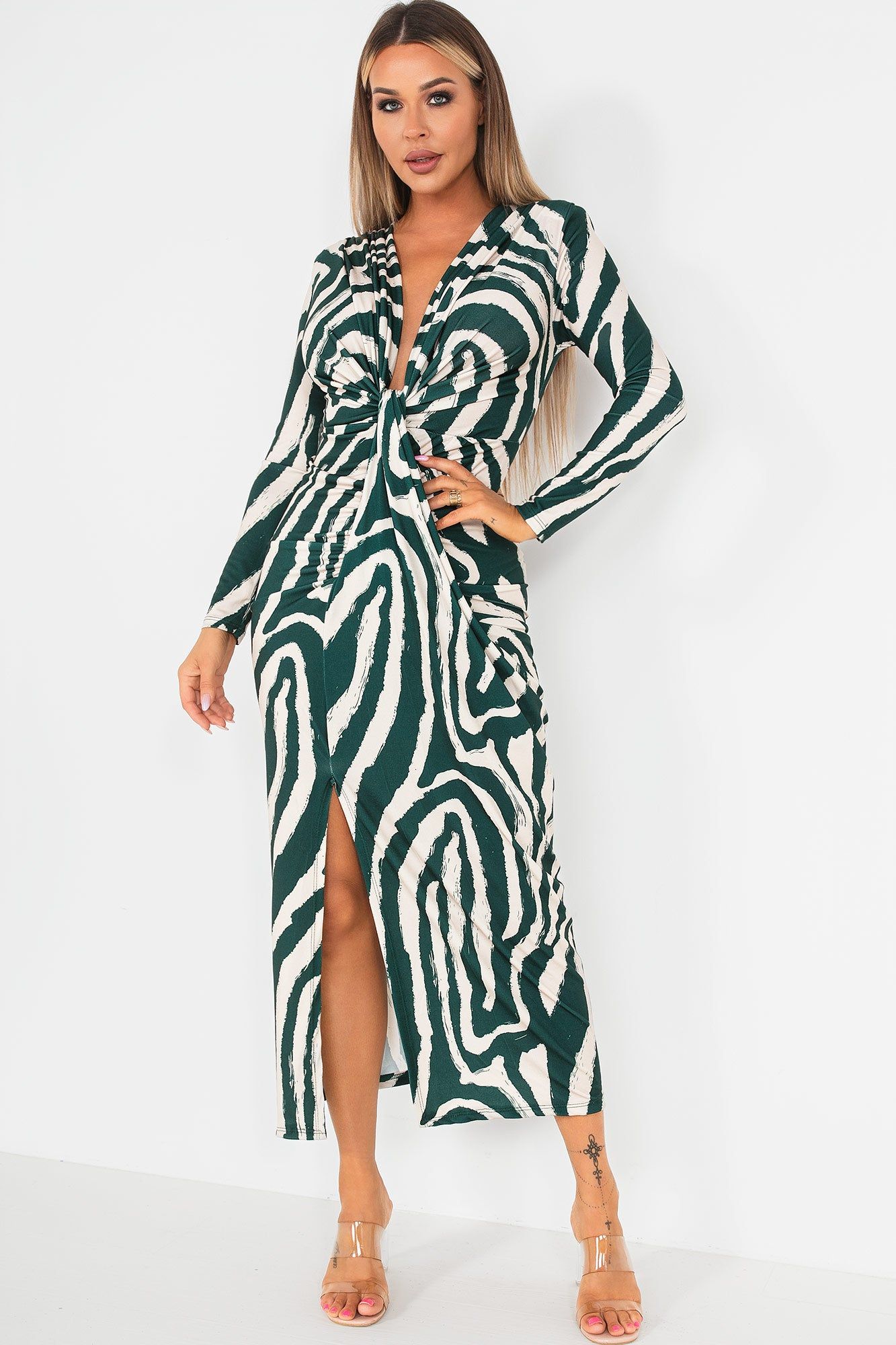 Ida Green Zebra Print Dress sold by Va Va Voom product image thumbnail 3
