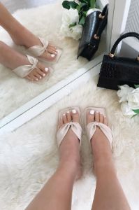 Giorgia Stone Square Toe Flat Sandals sold by Va Va Voom