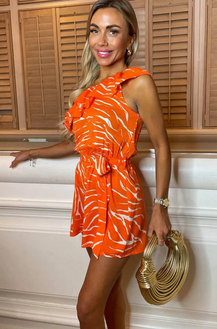 AX Paris Nayeli Orange Print Playsuit sold by Va Va Voom product image thumbnail 5