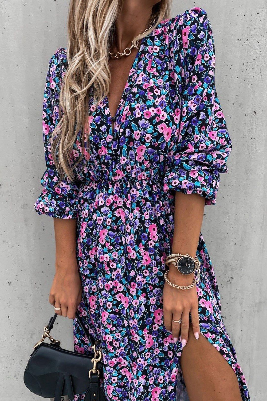 Olga Black Floral Midi Dress sold by Va Va Voom product image thumbnail 4