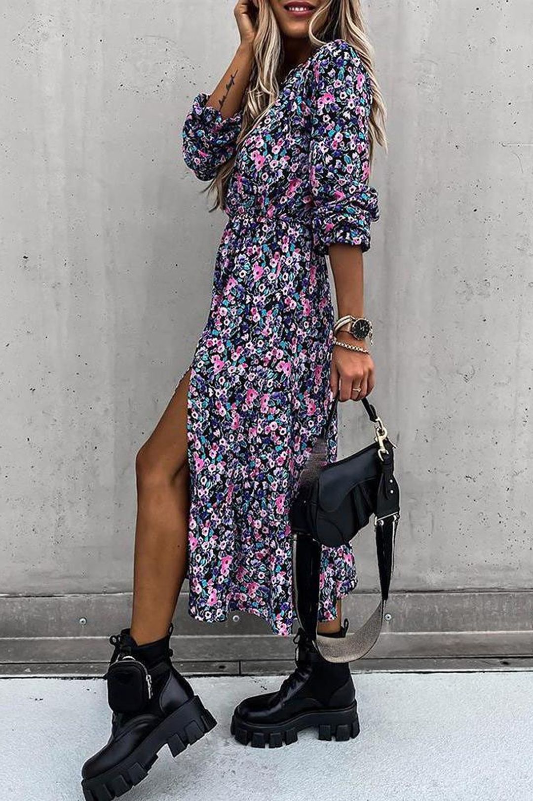 Olga Black Floral Midi Dress sold by Va Va Voom product image thumbnail 2
