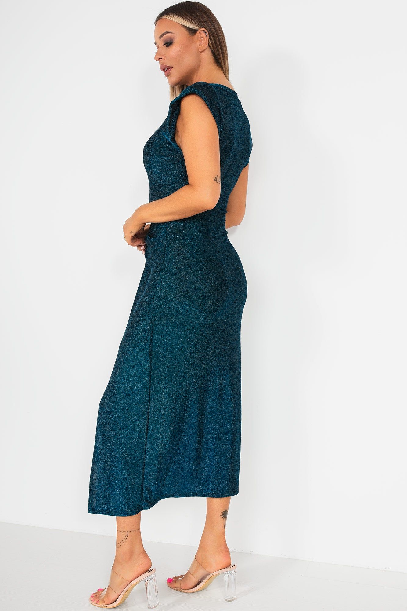 Keira Blue Shimmer Sleeveless Dress sold by Va Va Voom product image thumbnail 4