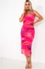 Jacey Pink and Purple Mesh Print Bandeau Dress sold by Va Va Voom