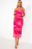 Jacey Pink and Purple Mesh Print Bandeau Dress sold by Va Va Voom