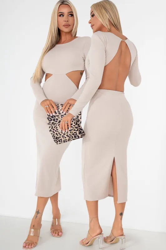 Rachida Stone Cut Out Midi Dress sold by Va Va Voom