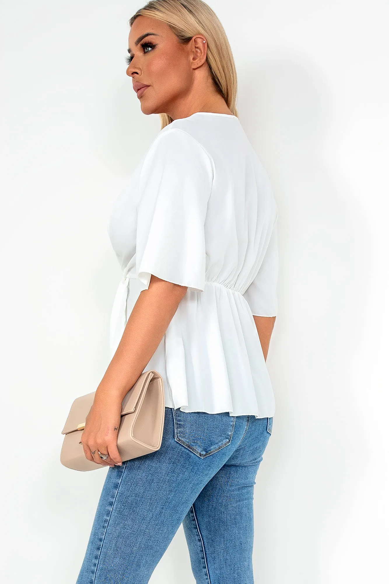 Frida White Tie Front Wrap Top sold by Va Va Voom product image thumbnail 2