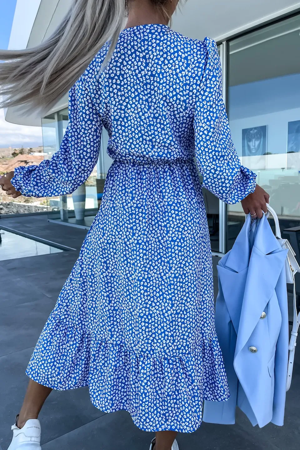 Emery Blue Printed Midi Dress sold by Va Va Voom product image thumbnail 2