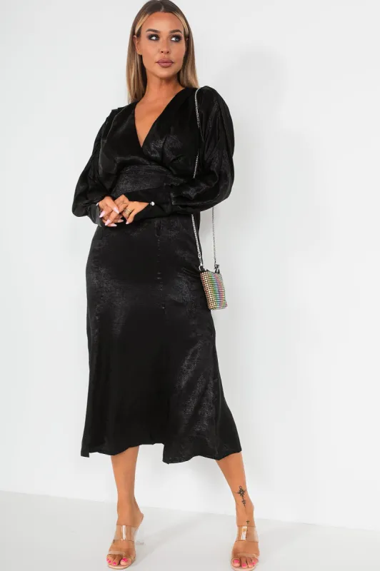 Harlow Black Metallic Midi Dress sold by Va Va Voom