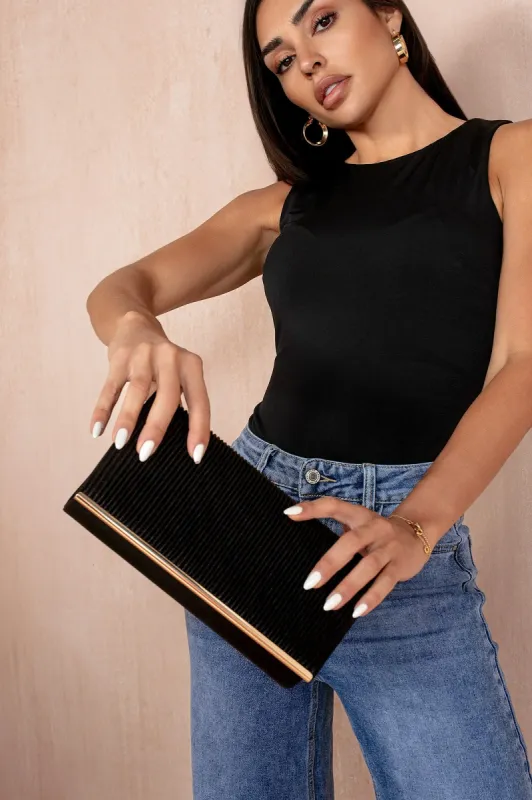 Paxton Black Shimmer Clutch sold by Va Va Voom