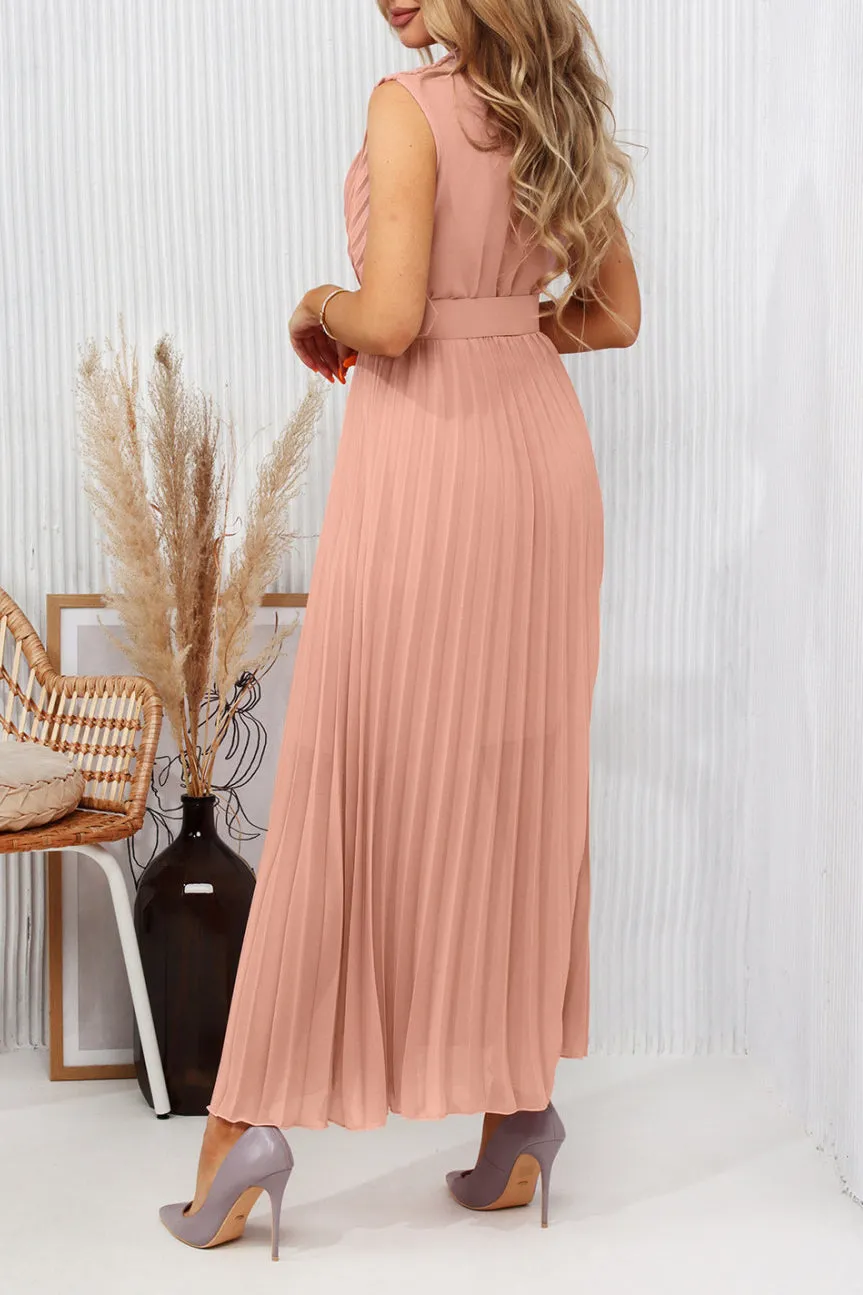 Danielle Peach Chiffon Pleated Dress sold by Va Va Voom product image thumbnail 2