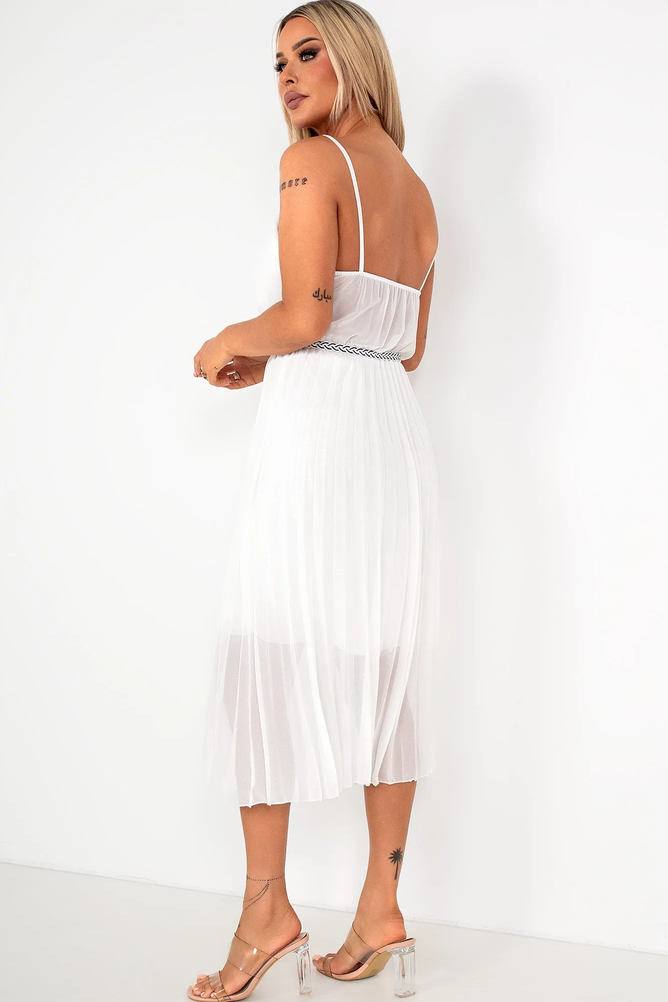 Keeley White Chiffon Pleated Dress sold by Va Va Voom product image thumbnail 2