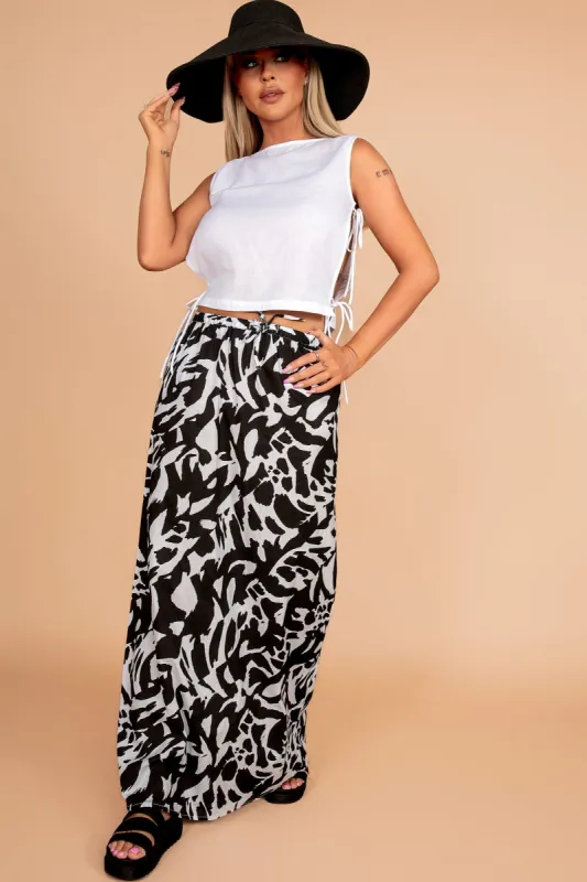Agatha Monochrome Linen Skirt sold by Va Va Voom